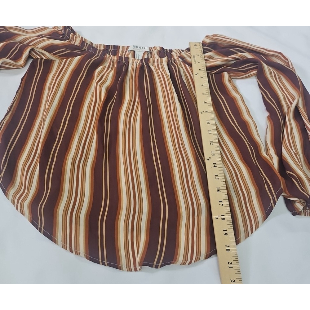 Forever 21 Contemporary Off Shoulder Striped Gauzy Y2K Office Top Size S - Picture 8 of 14